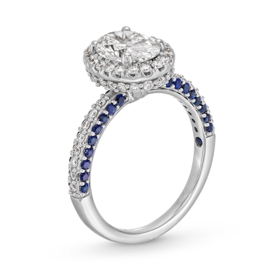 TRUE Lab-Created Diamonds by Vera Wang Love 1.95 CT. T.W. Engagement Ring with Blue Sapphires in 14K White Gold (F/VS2)