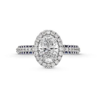 TRUE Lab-Created Diamonds by Vera Wang Love 1.95 CT. T.W. Engagement Ring with Blue Sapphires in 14K White Gold (F/VS2)