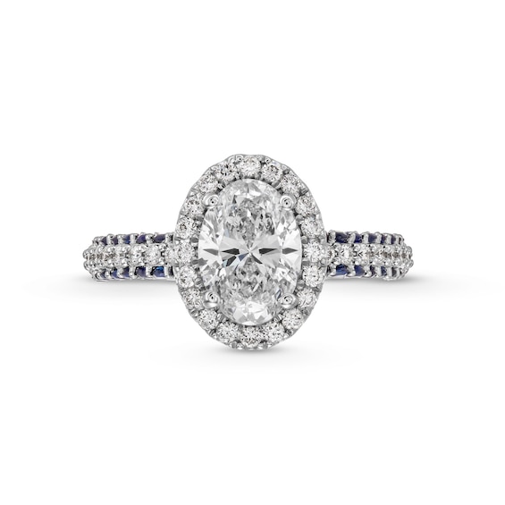 TRUE Lab-Created Diamonds by Vera Wang Love 1.95 CT. T.W. Engagement Ring with Blue Sapphires in 14K White Gold (F/VS2)