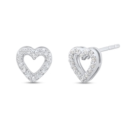 0.085 CT. T.W. Diamond Heart Outline Stud Earrings in 10K White Gold