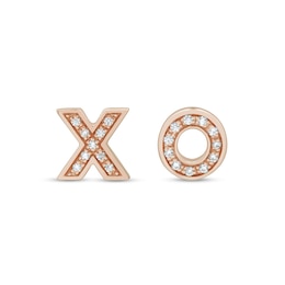 0.04 CT. T.W. Diamond &quot;XO&quot; Mismatch Stud Earrings in 10K Rose Gold