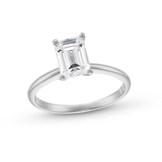 1.50 CT. Emerald-Cut Certified Lab-Created Diamond Solitaire Engagement Ring in 14K White Gold (F/VS2)