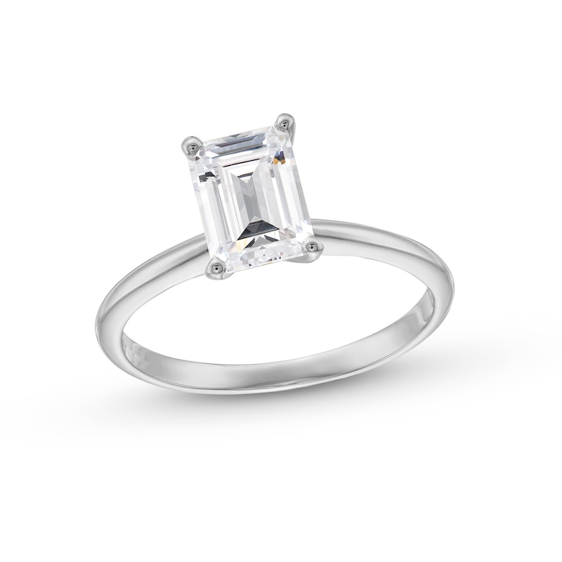 1.50 CT. Emerald-Cut Certified Lab-Created Diamond Solitaire Engagement Ring in 14K White Gold (F/VS2)|Peoples Jewellers