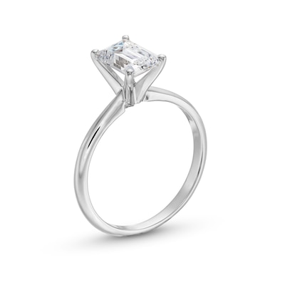 1.50 CT. Emerald-Cut Certified Lab-Created Diamond Solitaire Engagement Ring in 14K White Gold (F/VS2)