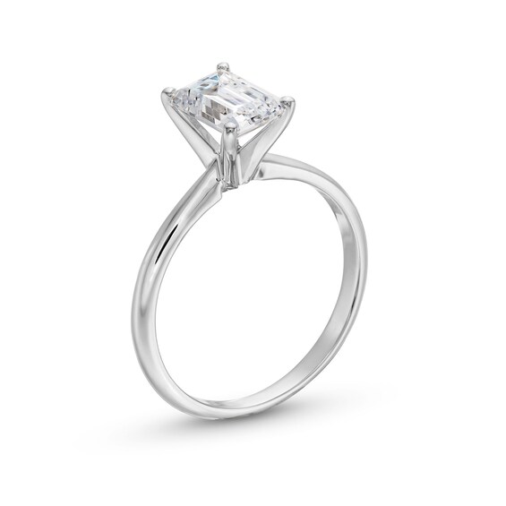 1.50 CT. Emerald-Cut Certified Lab-Created Diamond Solitaire Engagement Ring in 14K White Gold (F/VS2)