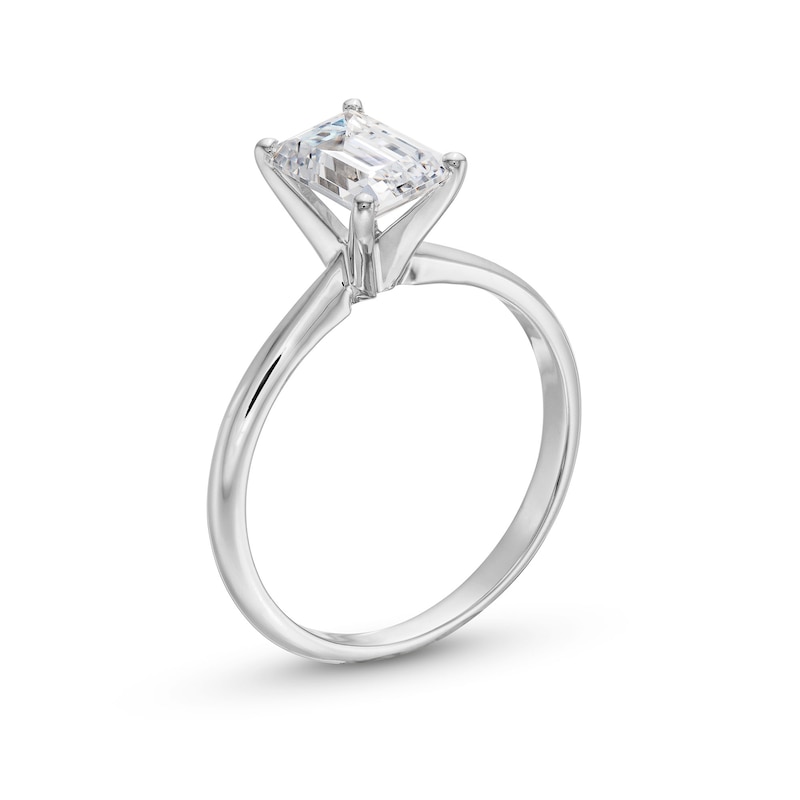 1.50 CT. Emerald-Cut Certified Lab-Created Diamond Solitaire Engagement Ring in 14K White Gold (F/VS2)