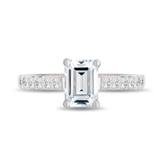 Enchanted Star Aurora 2.00 CT. T.W. Emerald-Cut Certified Lab-Created Diamond Engagement Ring in 14K Two-Tone Gold