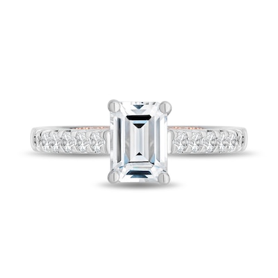 Enchanted Star Aurora 2.00 CT. T.W. Emerald-Cut Certified Lab-Created Diamond Engagement Ring in 14K Two-Tone Gold