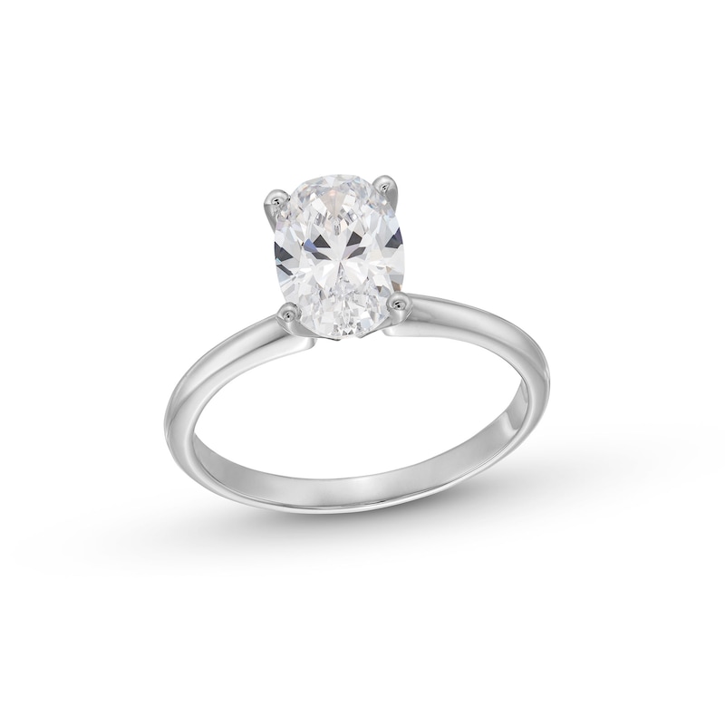 1.50 CT. Oval Certified Lab-Created Diamond Solitaire Engagement Ring in 14K White Gold (F/VS2)|Peoples Jewellers