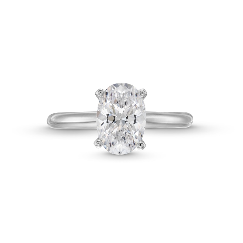 1.50 CT. Oval Certified Lab-Created Diamond Solitaire Engagement Ring in 14K White Gold (F/VS2)|Peoples Jewellers