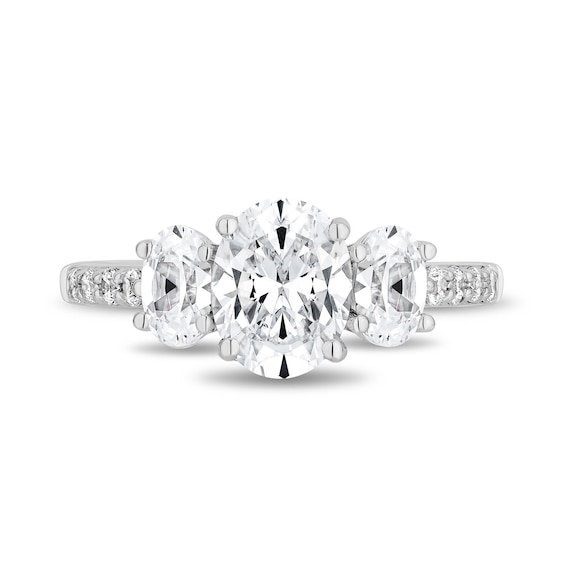 Enchanted Star Cinderella 2.75 CT. T.W. Oval Certified Lab-Created Diamond Engagement Ring in 14K White Gold (F/VS2)