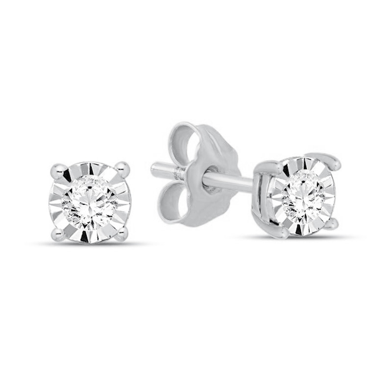 0.30 CT. T.W. Diamond Miracle Frame Solitaire Stud Earrings in Sterling Silver (J/I3)|Peoples Jewellers
