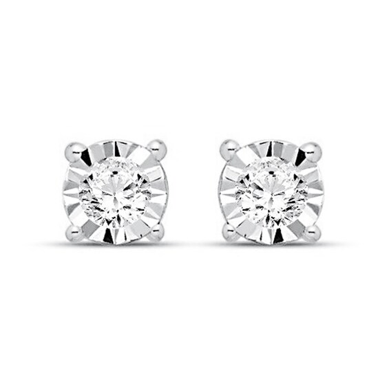 0.30 CT. T.W. Diamond Miracle Frame Solitaire Stud Earrings in Sterling Silver (J/I3)