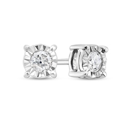 0.38 CT. T.W. Diamond Miracle Frame Solitaire Stud Earrings in 10K White Gold (J/I3)
