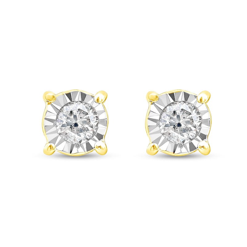 Main Image 2 of 0.38 CT. T.W. Diamond Miracle Frame Solitaire Stud Earrings in 10K Gold (J/I3)