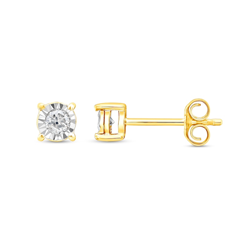 Main Image 3 of 0.38 CT. T.W. Diamond Miracle Frame Solitaire Stud Earrings in 10K Gold (J/I3)