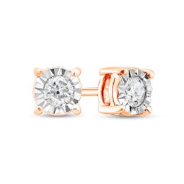 0.38 CT. T.W. Diamond Miracle Frame Solitaire Stud Earrings in 10K Rose Gold (J/I3)