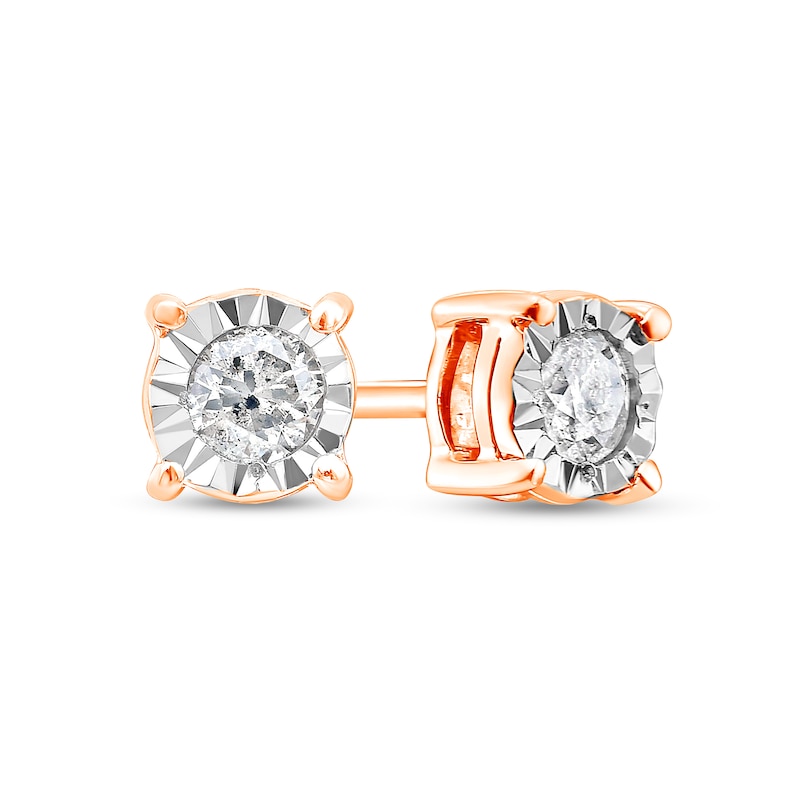 0.38 CT. T.W. Diamond Miracle Frame Solitaire Stud Earrings in 10K Rose Gold (J/I3)|Peoples Jewellers