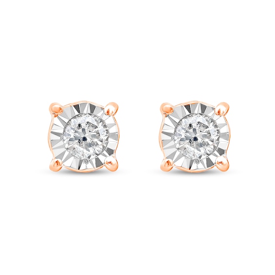 0.38 CT. T.W. Diamond Miracle Frame Solitaire Stud Earrings in 10K Rose Gold (J/I3)