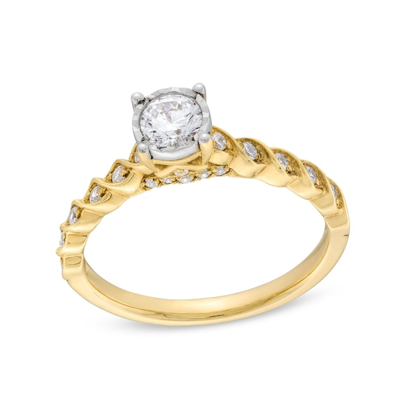 0.50 CT. T.W. Diamond Cascading Shank Engagement Ring in 14K Gold