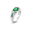 Thumbnail Image 2 of Oval and Round Lab-Created Emerald with White Lab-Created Sapphire Collar Triple Row Ring in Sterling Silver