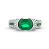 Thumbnail Image 3 of Oval and Round Lab-Created Emerald with White Lab-Created Sapphire Collar Triple Row Ring in Sterling Silver