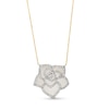 Thumbnail Image 0 of 22.0mm White Jade and 0.50 CT. T.W. Diamond Lotus Flower Necklace in 14K Gold