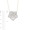 Thumbnail Image 3 of 22.0mm White Jade and 0.50 CT. T.W. Diamond Lotus Flower Necklace in 14K Gold