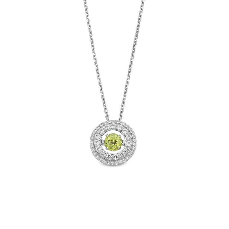 Main Image 1 of Unstoppable Love™ 4.5mm Peridot and White Lab-Created Sapphire Double Open Frame Pendant in Sterling Silver