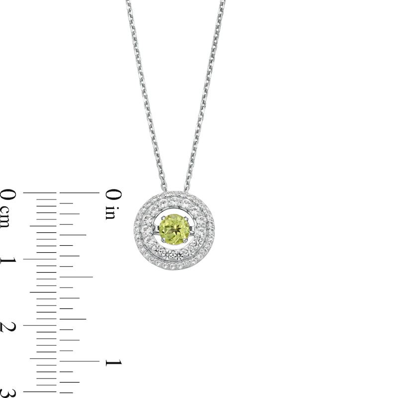 Main Image 3 of Unstoppable Love™ 4.5mm Peridot and White Lab-Created Sapphire Double Open Frame Pendant in Sterling Silver