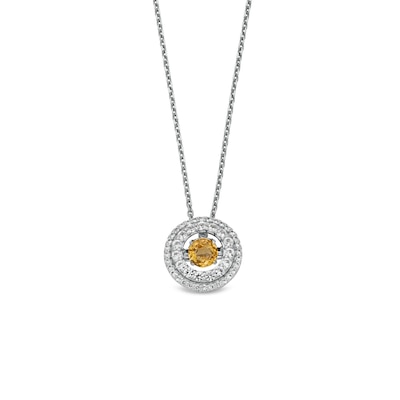 Unstoppable Love™ 4.5mm Citrine and White Lab-Created Sapphire Double Open Frame Pendant in Sterling Silver