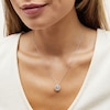 Unstoppable Love™ 4.5mm Swiss Blue Topaz and White Lab-Created Sapphire Double Open Frame Pendant in Sterling Silver