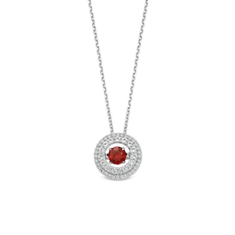 Unstoppable Love™ 4.5mm Garnet and White Lab-Created Sapphire Double Open Frame Pendant in Sterling Silver