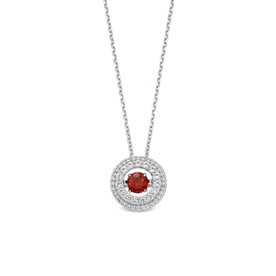 Unstoppable Love™ 4.5mm Garnet and White Lab-Created Sapphire Double Open Frame Pendant in Sterling Silver