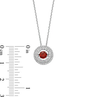 Unstoppable Love™ 4.5mm Garnet and White Lab-Created Sapphire Double Open Frame Pendant in Sterling Silver