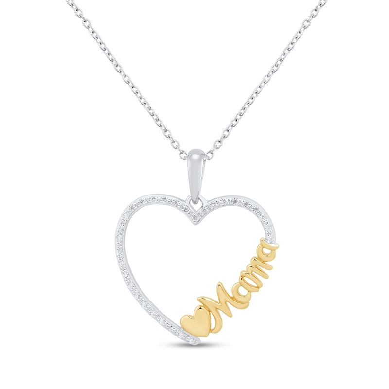 0.085 CT. T.W. Diamond "Mama" Heart Pendant in Sterling Silver and 10K Gold Plate|Peoples Jewellers