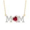 Thumbnail Image 0 of 5.0mm Heart-Shaped Lab-Created Ruby and 0.10 CT. T.W. Diamond "MOM" Necklace in 10K Gold