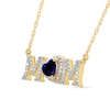 Thumbnail Image 1 of 5.0mm Heart-Shaped Blue Lab-Created Sapphire and 0.10 CT. T.W. Diamond "MOM" Necklace in 10K Gold