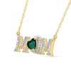 5.0mm Heart-Shaped Lab-Created Emerald and 0.10 CT. T.W. Diamond "MOM" Necklace in 10K Gold