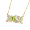 5.0mm Heart-Shaped Peridot and 0.10 CT. T.W. Diamond "MOM" Necklace in 10K Gold