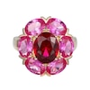 Thumbnail Image 0 of Oval Lab-Created Ruby and Pink Lab-Created Sapphire Flower Ring in 10K Gold - Size 7