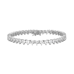 4.0mm Heart-Shaped White Lab-Created Sapphire Tennis Bracelet in Sterling Silver - 7.25&quot;