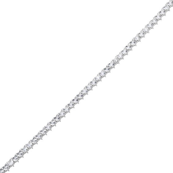 4.0mm Heart-Shaped White Lab-Created Sapphire Tennis Bracelet in Sterling Silver - 7.25"