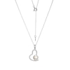 8.5-9.0mm Freshwater Cultured Pearl and White Lab-Created Sapphire Tilted Heart Pendant in Sterling Silver