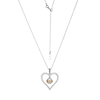 Thumbnail Image 0 of 6.5-7.0mm Freshwater Cultured Pearl and White Lab-Created Sapphire "MOM" Heart Pendant in Sterling Silver and 10K Gold