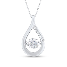Unstoppable Love™ 4.5mm White Lab-Created Sapphire Teardrop Pendant in Sterling Silver