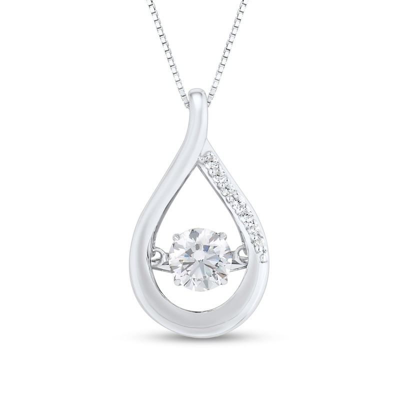 Unstoppable Love™ 4.5mm White Lab-Created Sapphire Teardrop Pendant in Sterling Silver|Peoples Jewellers