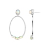 Thumbnail Image 1 of Oval Opal and 0.60 CT. T.W. Diamond Open Drop Earrings in 10K White Gold