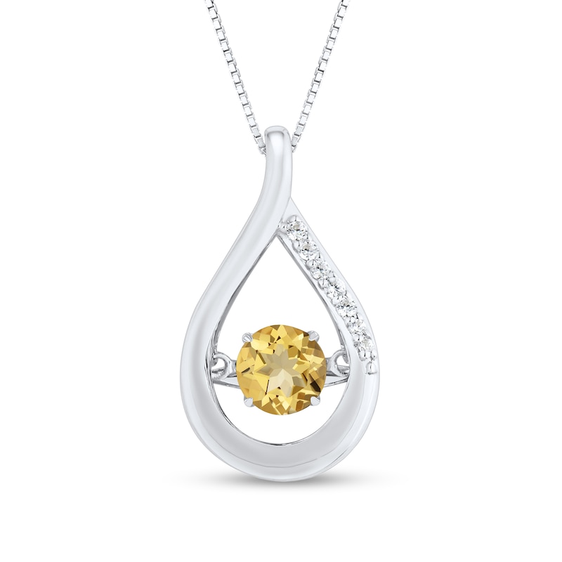 Unstoppable Love™ 4.5mm Citrine and White Lab-Created Sapphire Teardrop Pendant in Sterling Silver|Peoples Jewellers