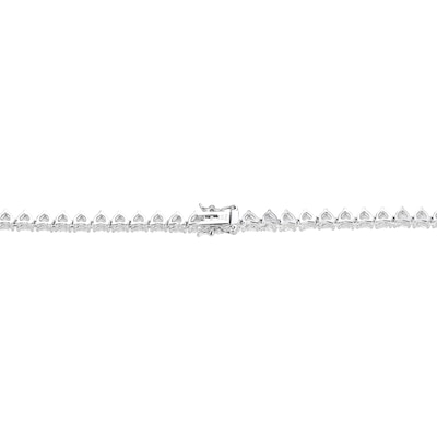 Heart-Shaped White Lab-Created Sapphire Alternating Tennis Necklace in Sterling Silver